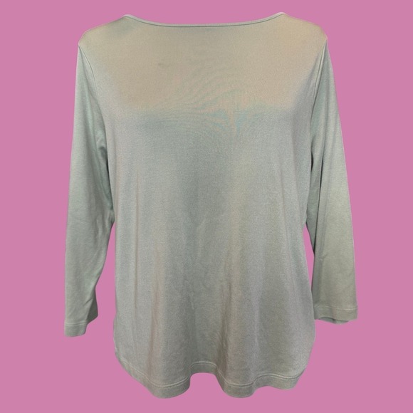 Charter Club Tops - CHARTER CLUB Silk Cotton Blend Boatneck Top XL Sage Green 3/4 Sleeve